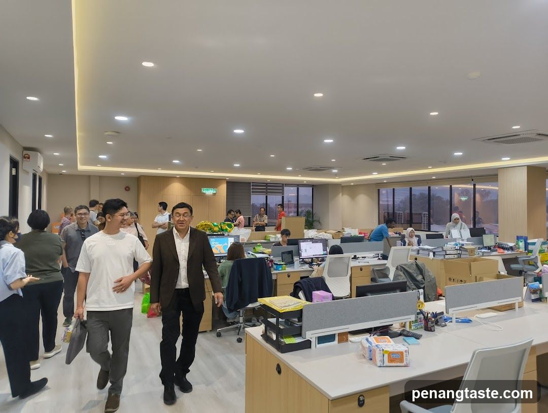 Office Interior with Staff Gathering