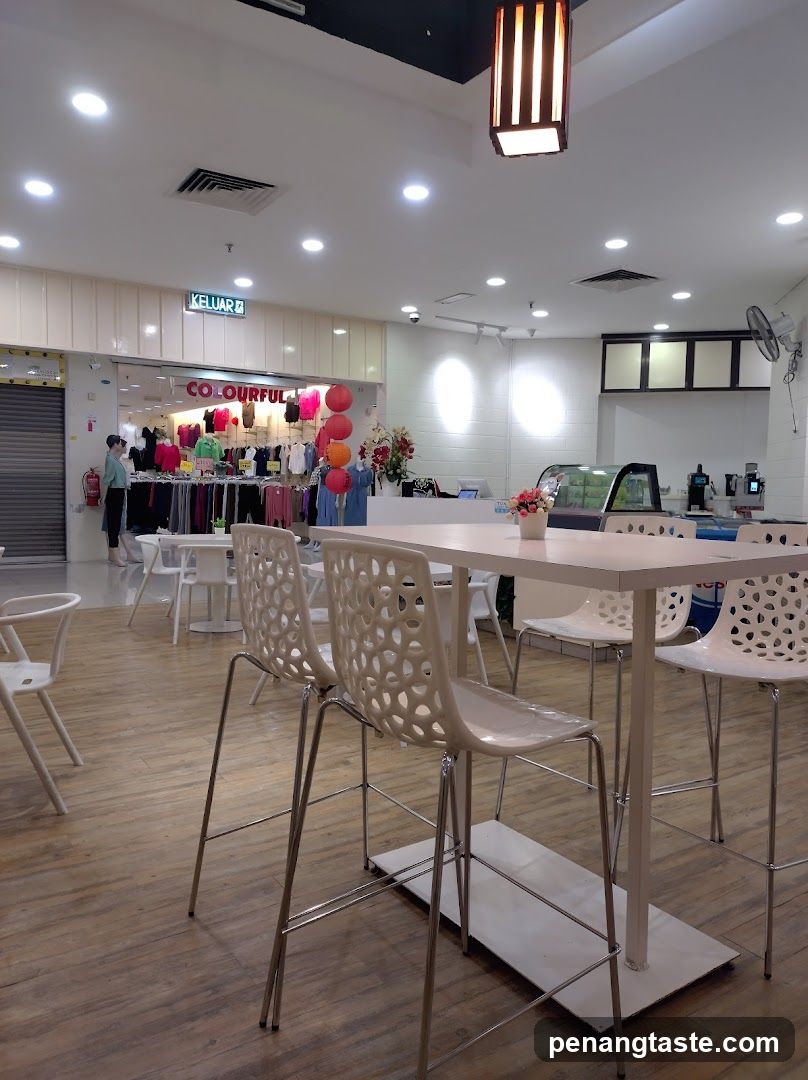 Food Court Interior with Storefront View