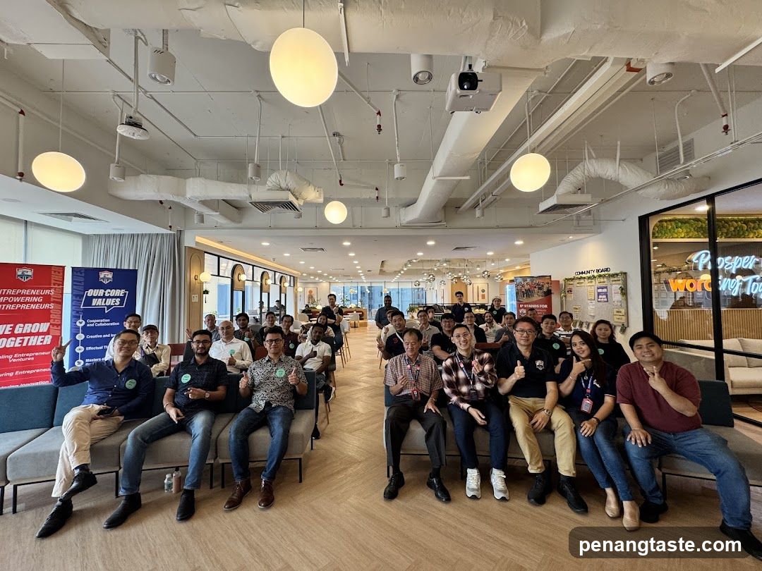 Group photo in modern office space