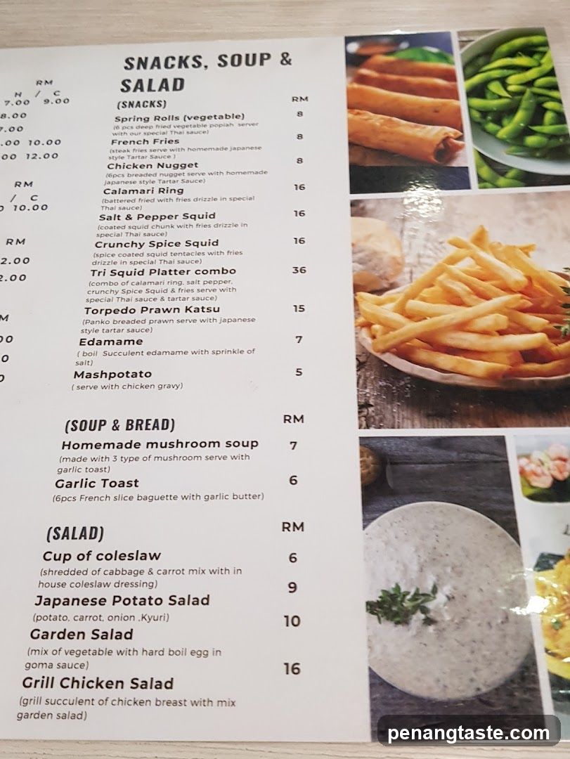 Snacks, Soup & Salad Menu