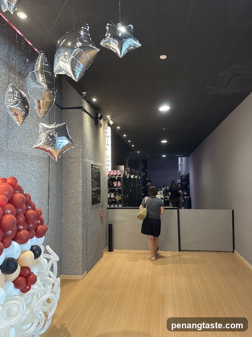 Interior of a modern shop with festive decorations