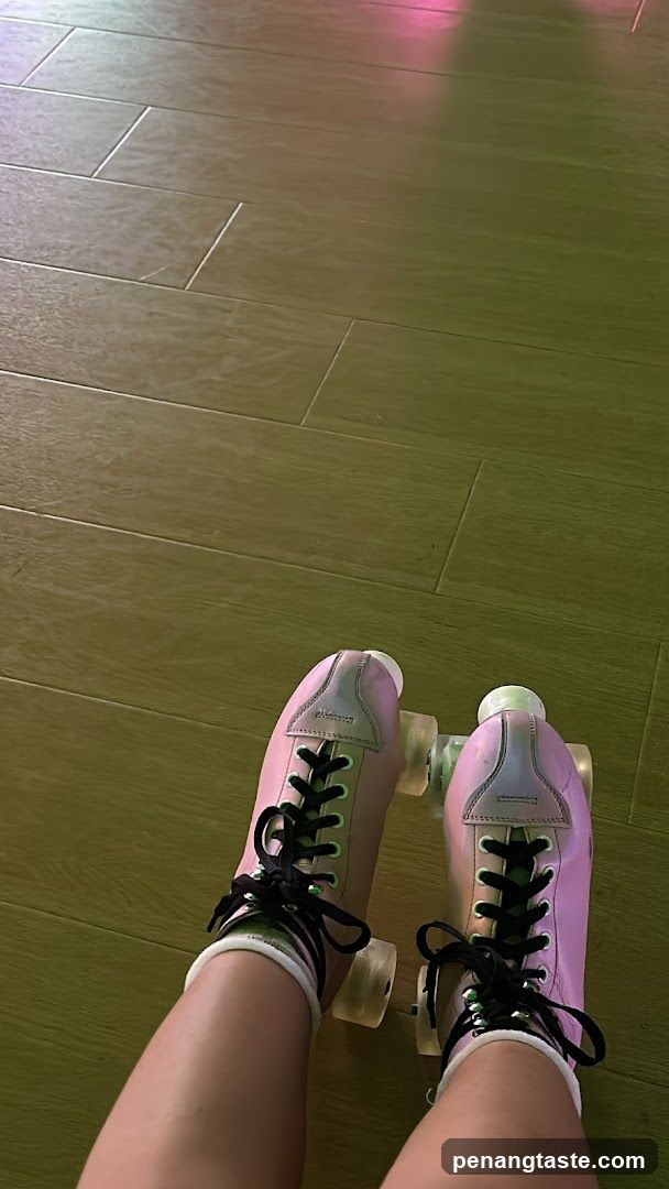 Roller Skating Feet on Wooden Floor