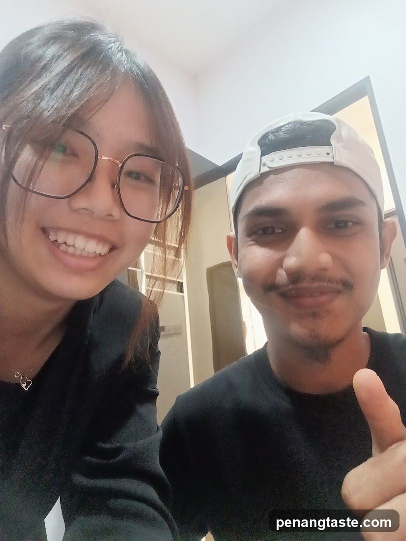 Selfie of two people indoors