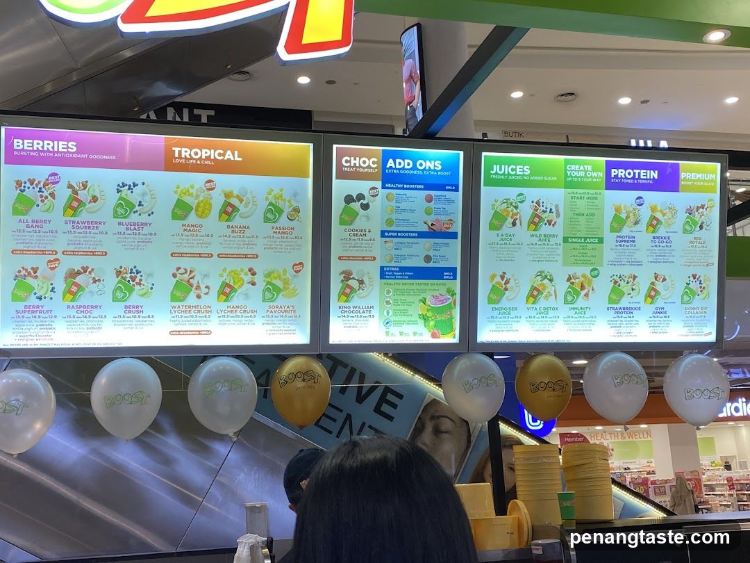 Boost Juice Menu Board