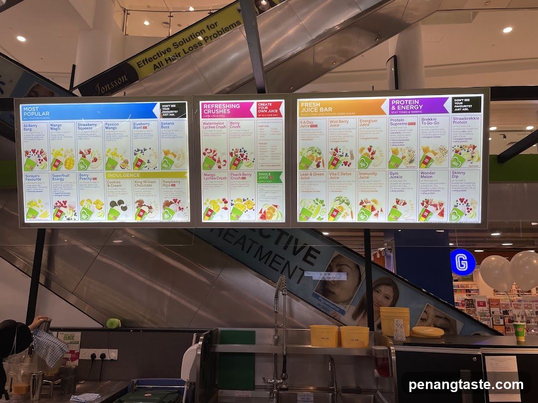 Juice Bar Menu Display