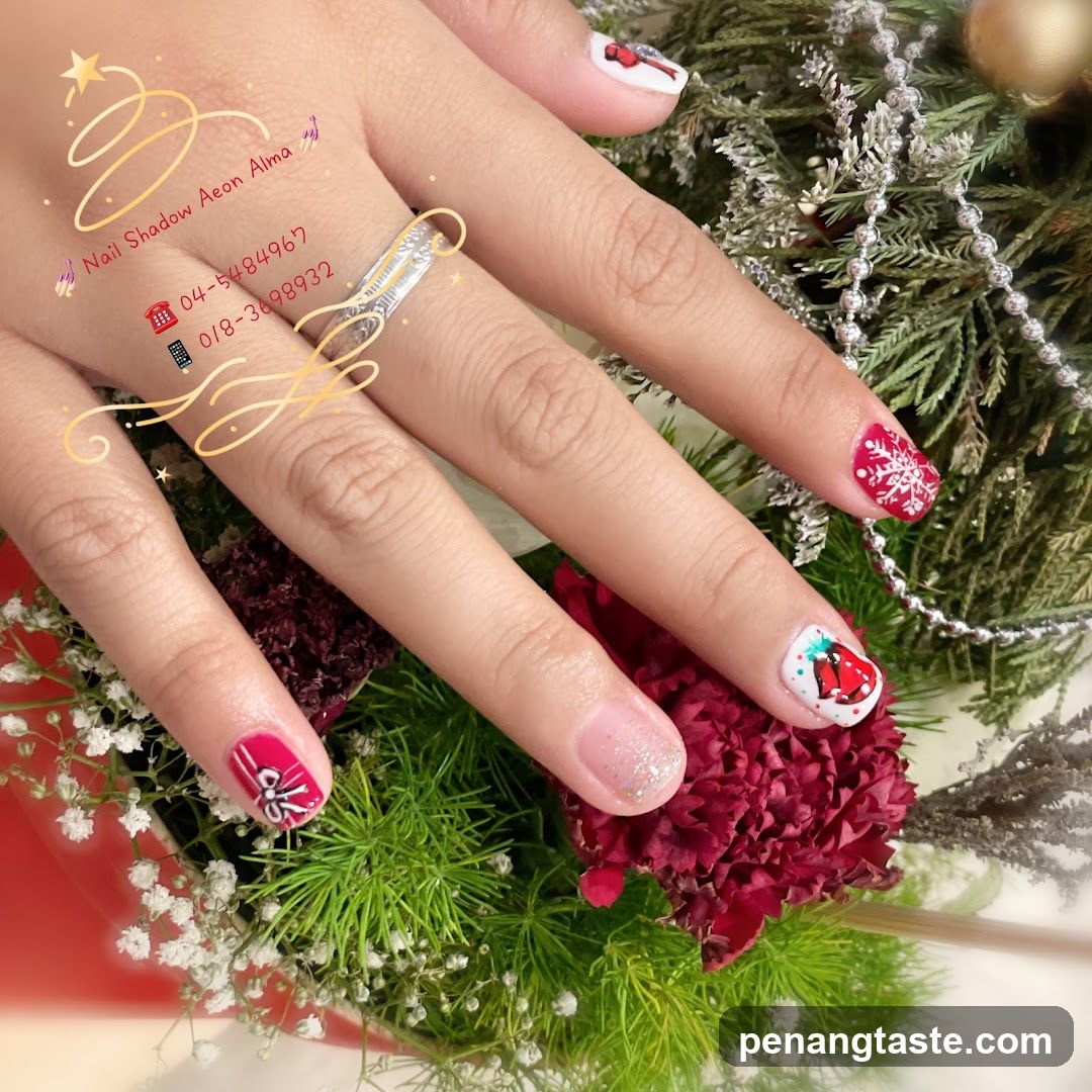 Christmas-themed nail art display