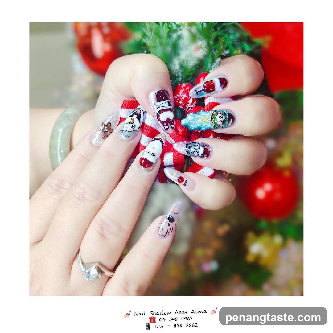Christmas-themed manicure display