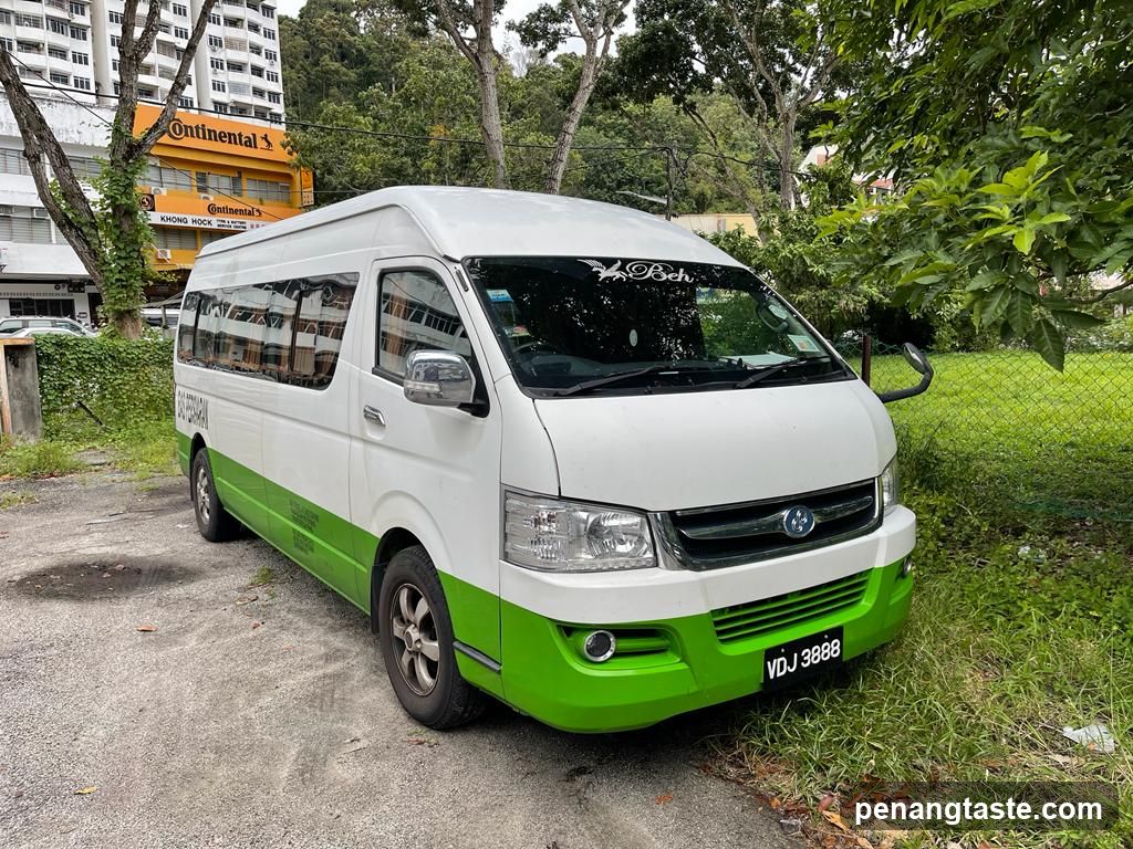 White and Green Minivan