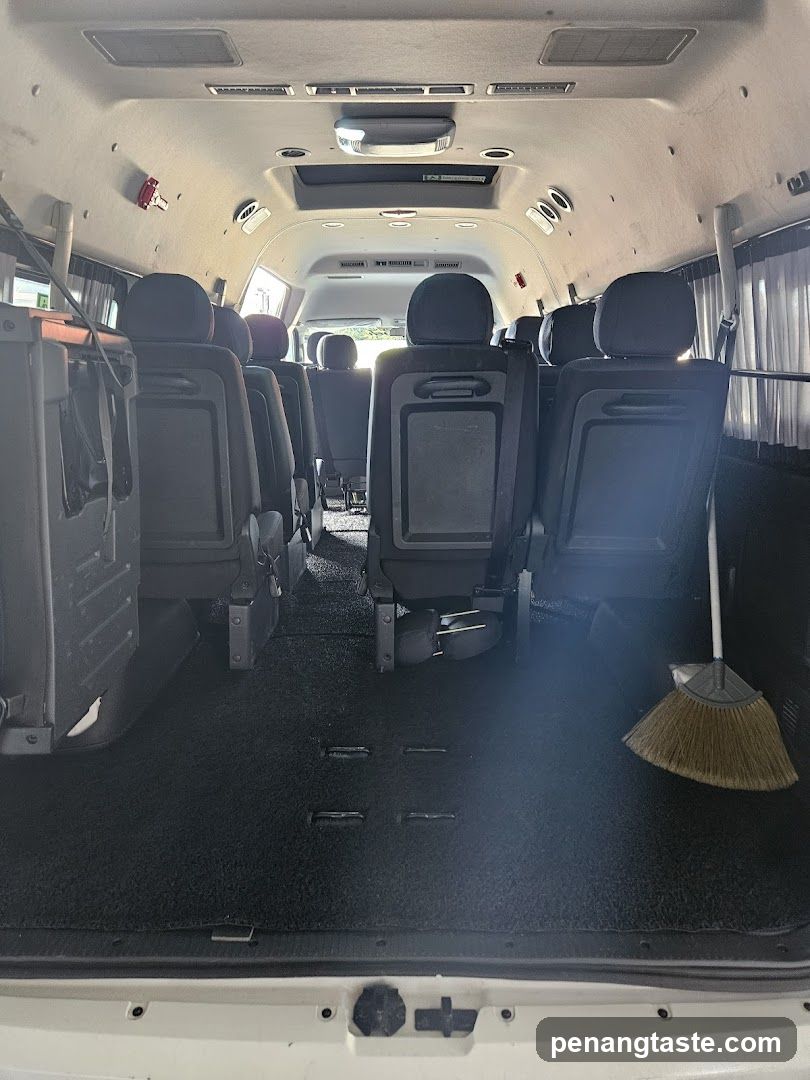 Interior of a Van with Seats and Cleaning Tools