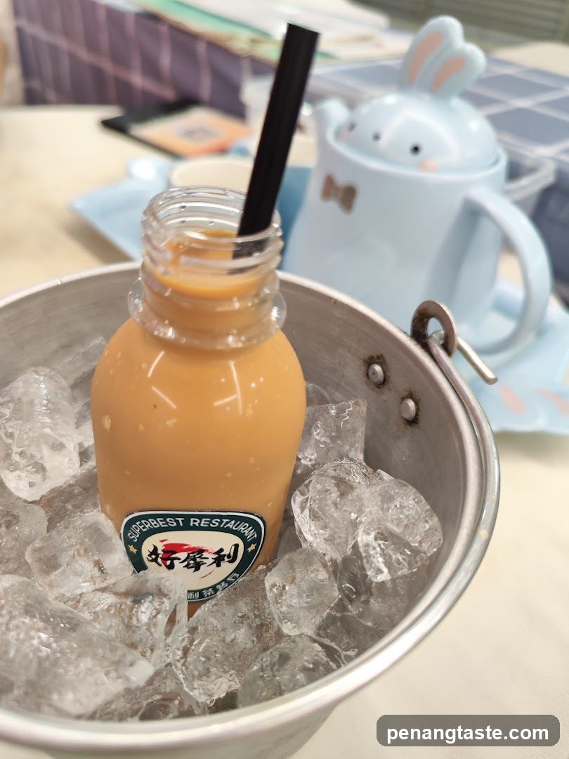 Cold beverage in ice bucket
