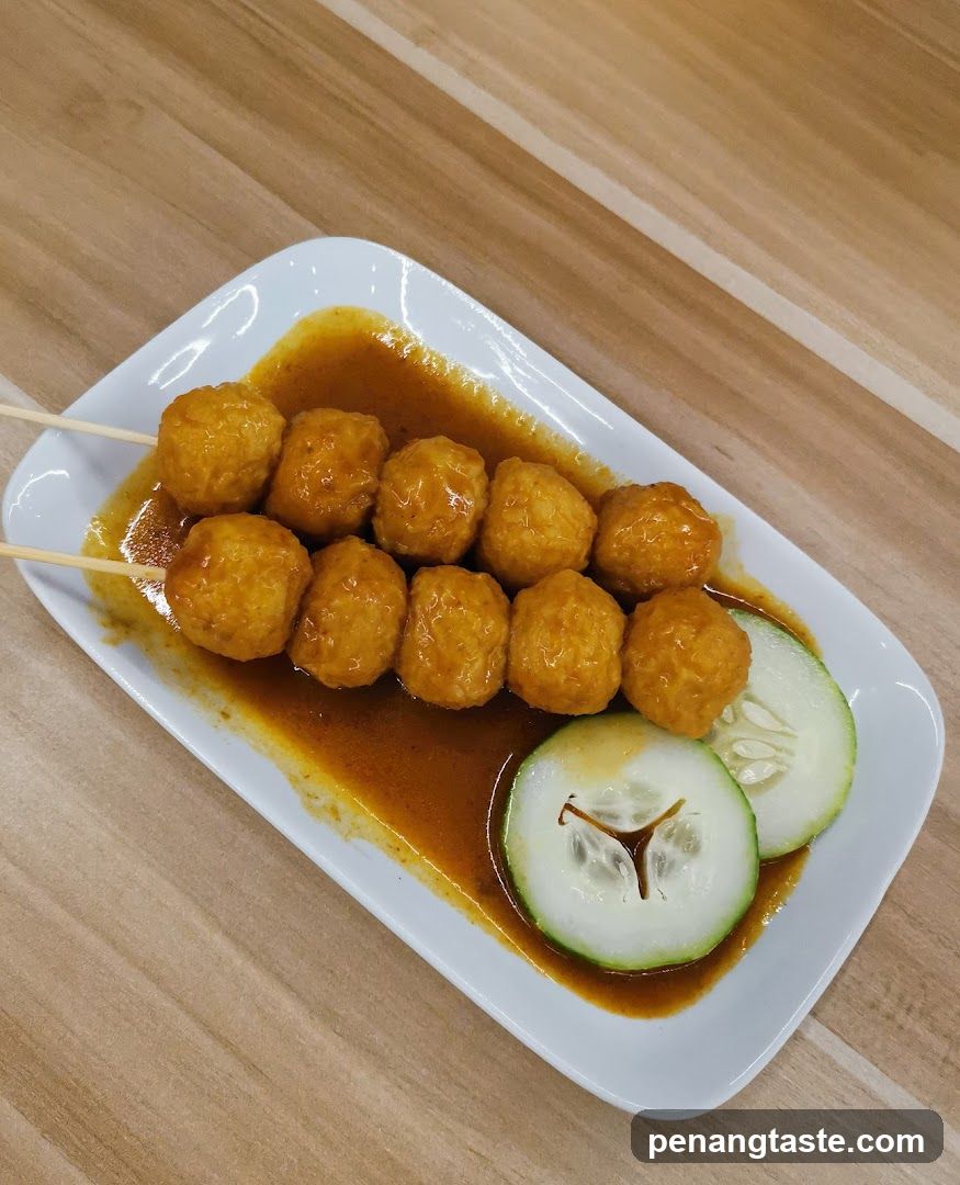 Soy Sauce Meatballs with Cucumber Slices