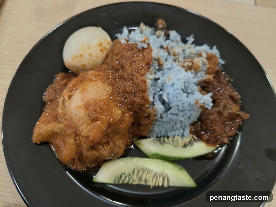 Blue Rice Plate with Chicken and Egg