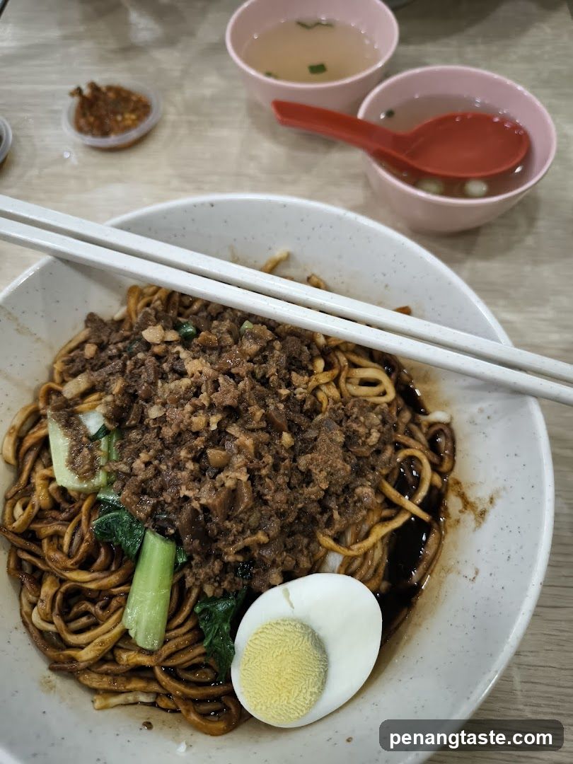 Noodle Dish with Minced Meat and Boiled Egg