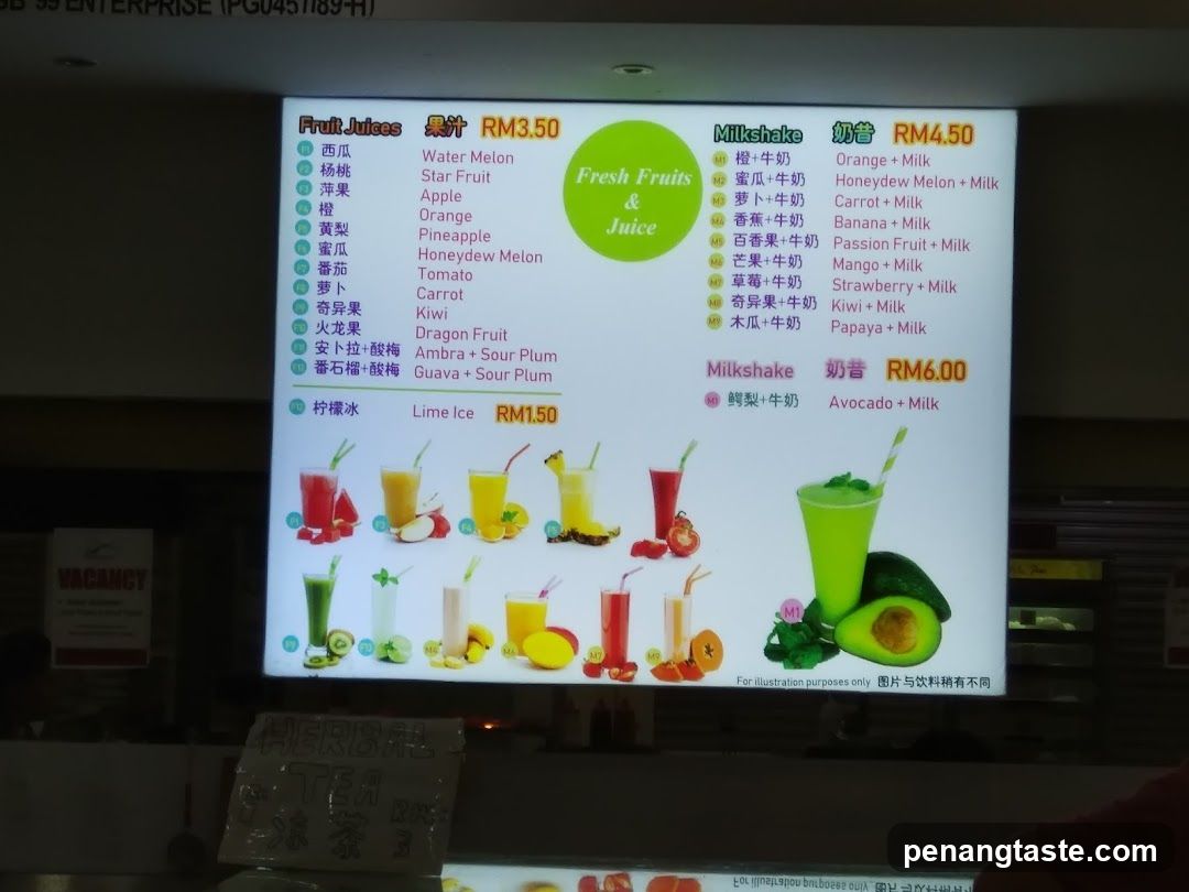 Fruit Juice & Milkshake Menu Board