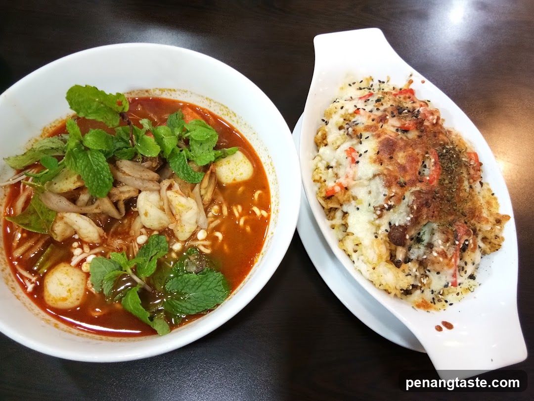 Spicy Noodle Soup and Baked Dish