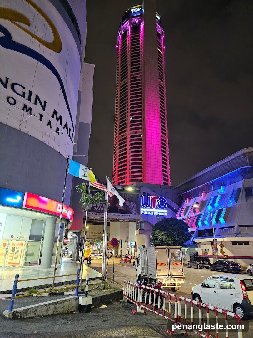 Night Cityscape with Illuminated Tower