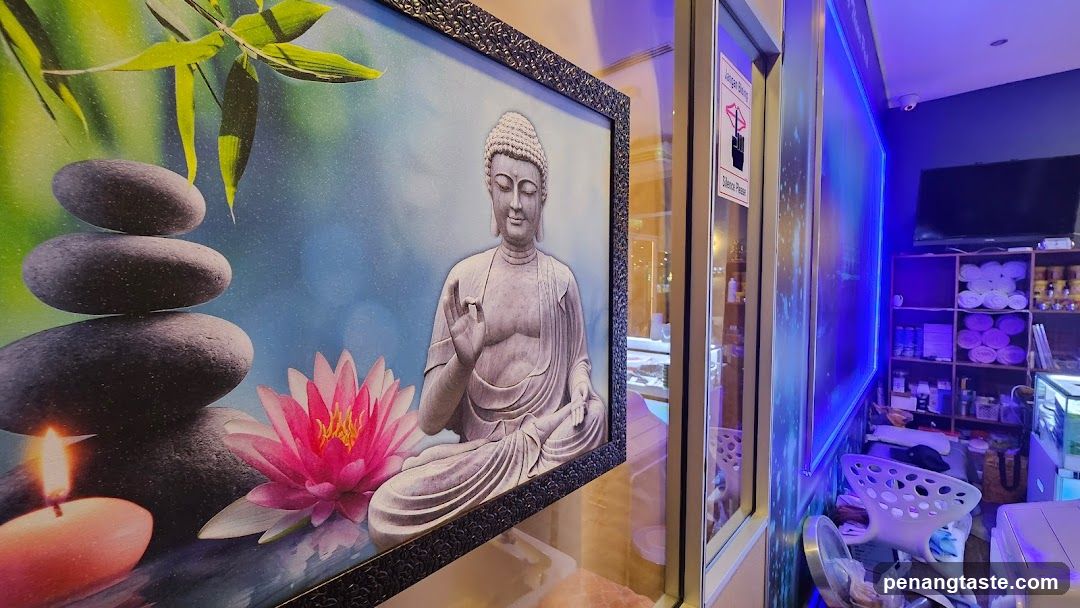 Peaceful Spa Interior with Buddha Artwork