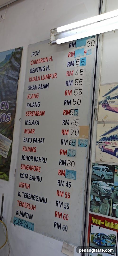 Bus Fare List Board