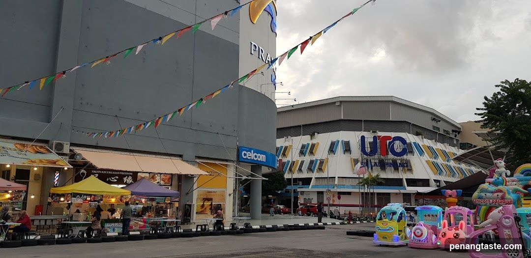 Shopping Area Exterior with Food Stalls and Play Area