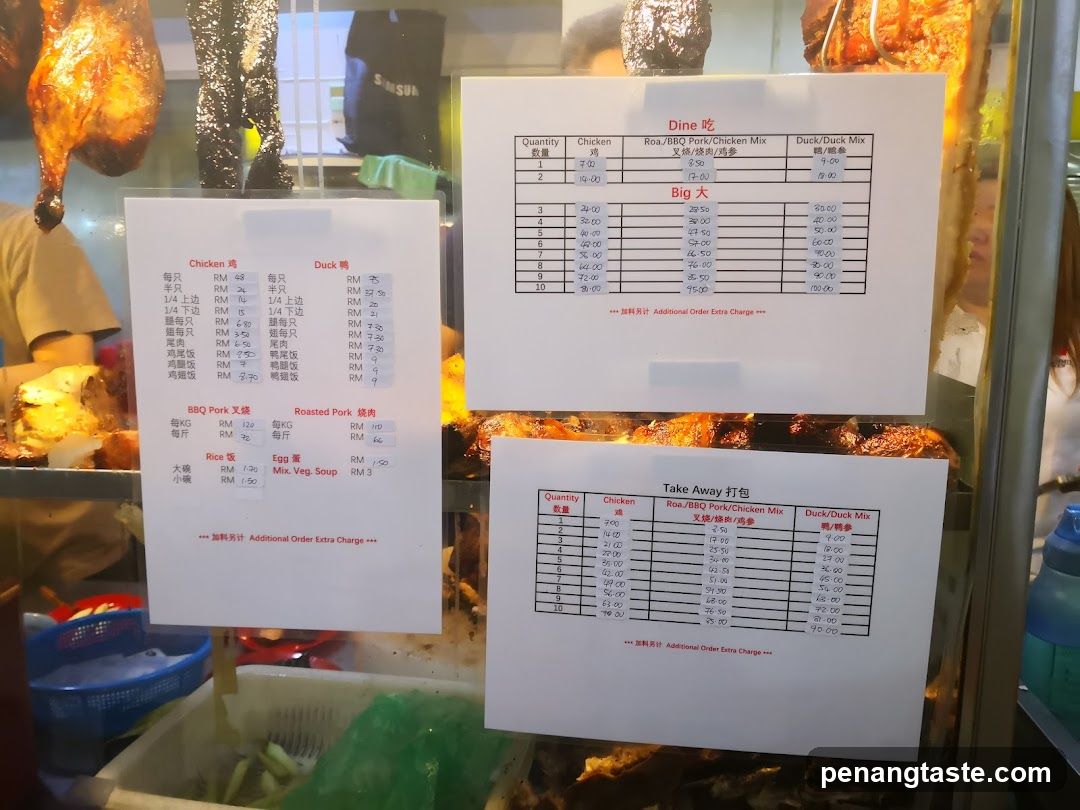 Duck and Chicken Menu Display