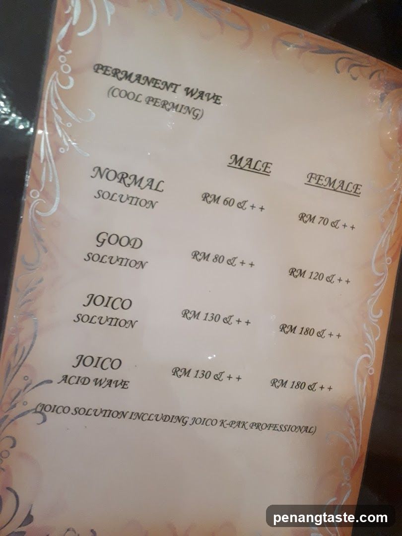 Permanent Wave Price List
