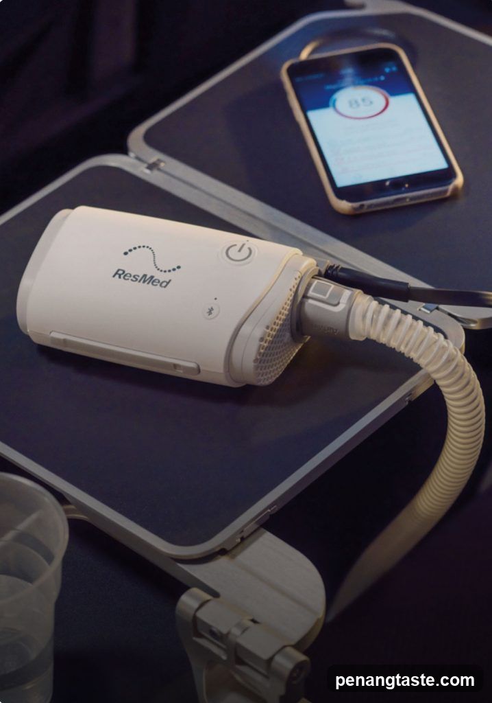 ResMed CPAP Device on Tray Table