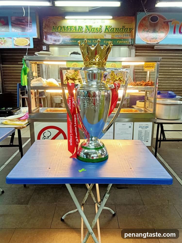 Premier League Trophy Display at Food Stall