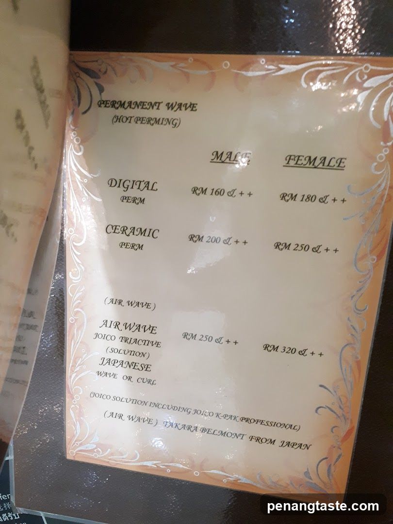 Hair Salon Service Menu