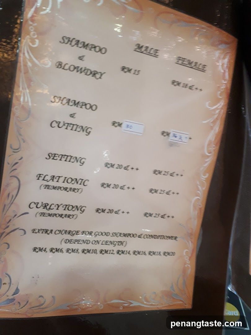 Hair Salon Price List