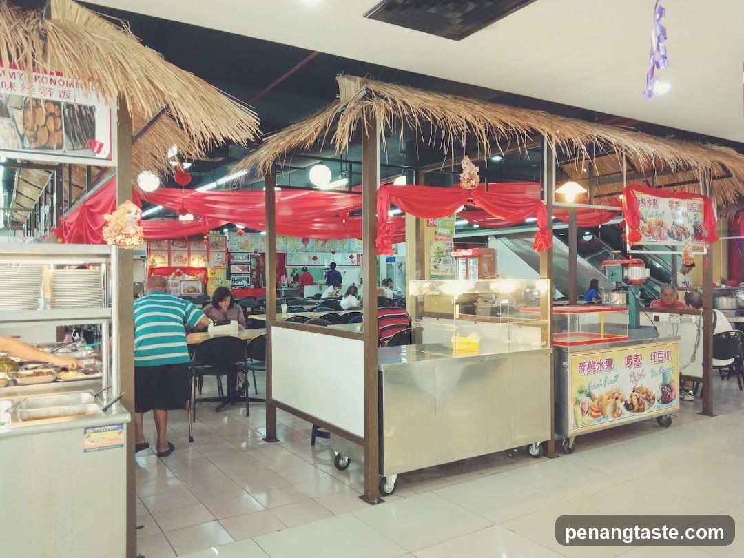 Food Stall Interior with Thatched Roof Decorations