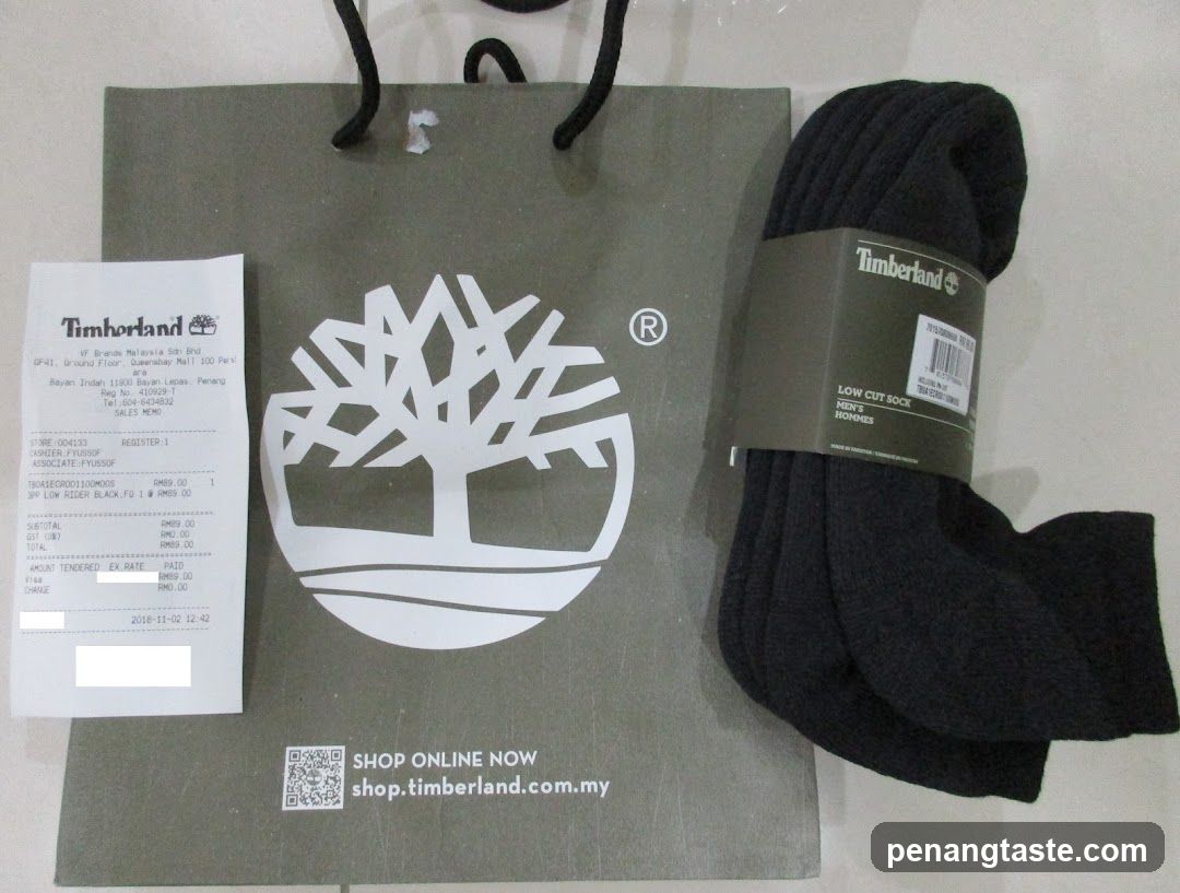 Timberland Shopping Bag and Receipt