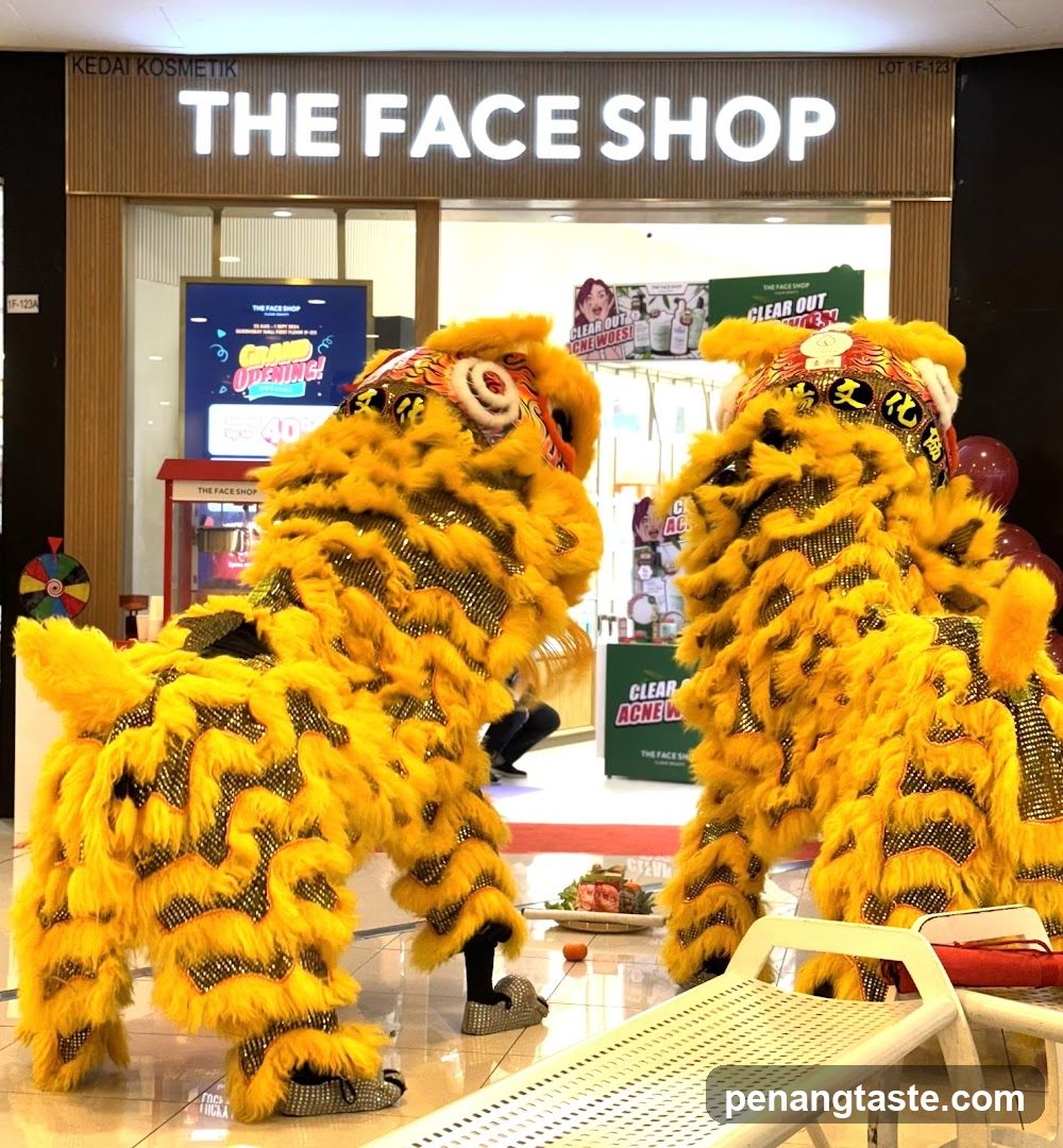 Lion Dance Performance in Front of The Face Shop