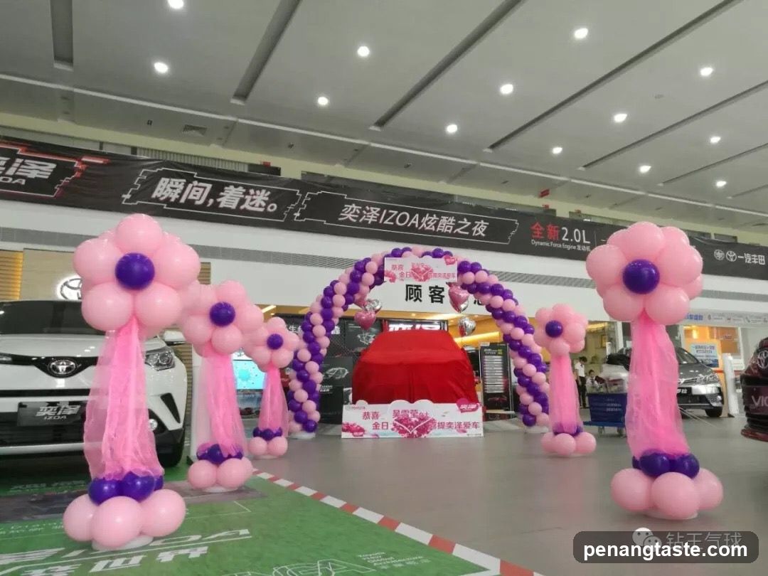 Car Showroom Interior with Balloon Decorations