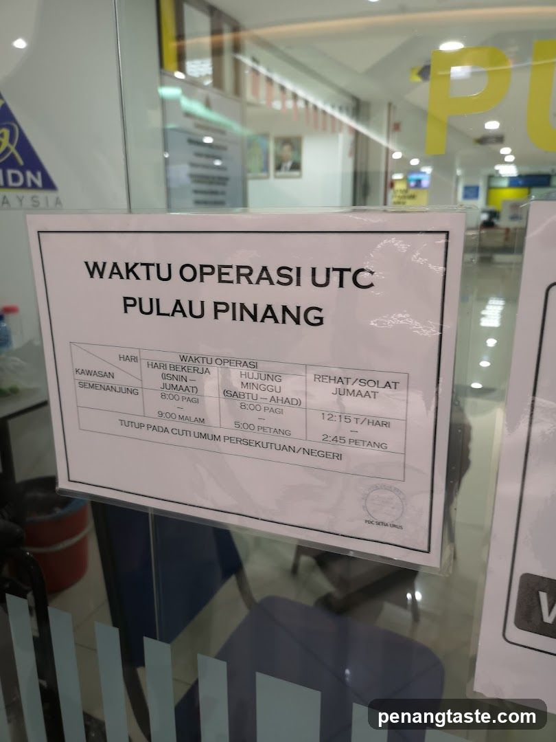 Waktu Operasi UTC Pulau Pinang
