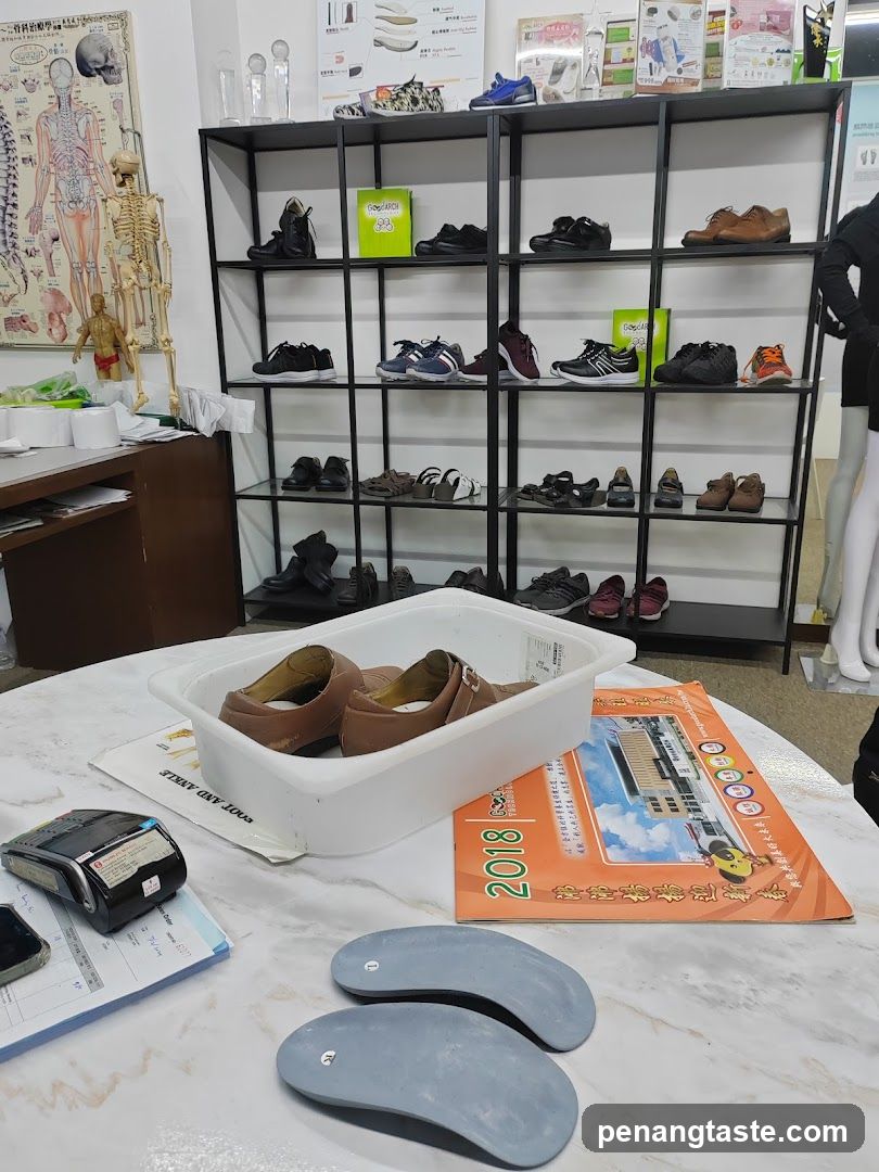 Shoe Store Interior with Medical Poster and Insoles