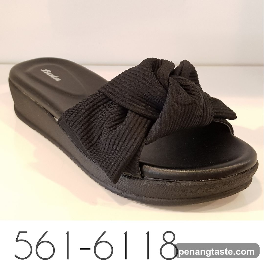 Black Platform Sandal with Bow Detail