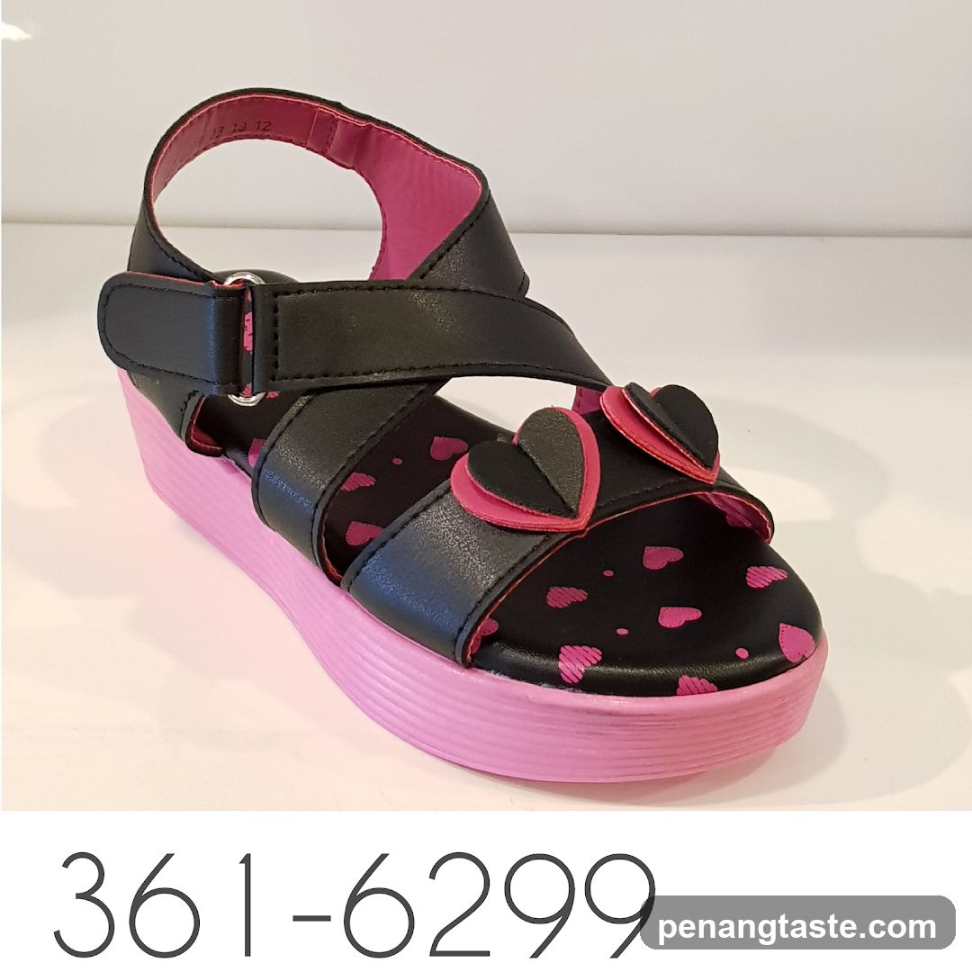 Pink and Black Heart Sandals