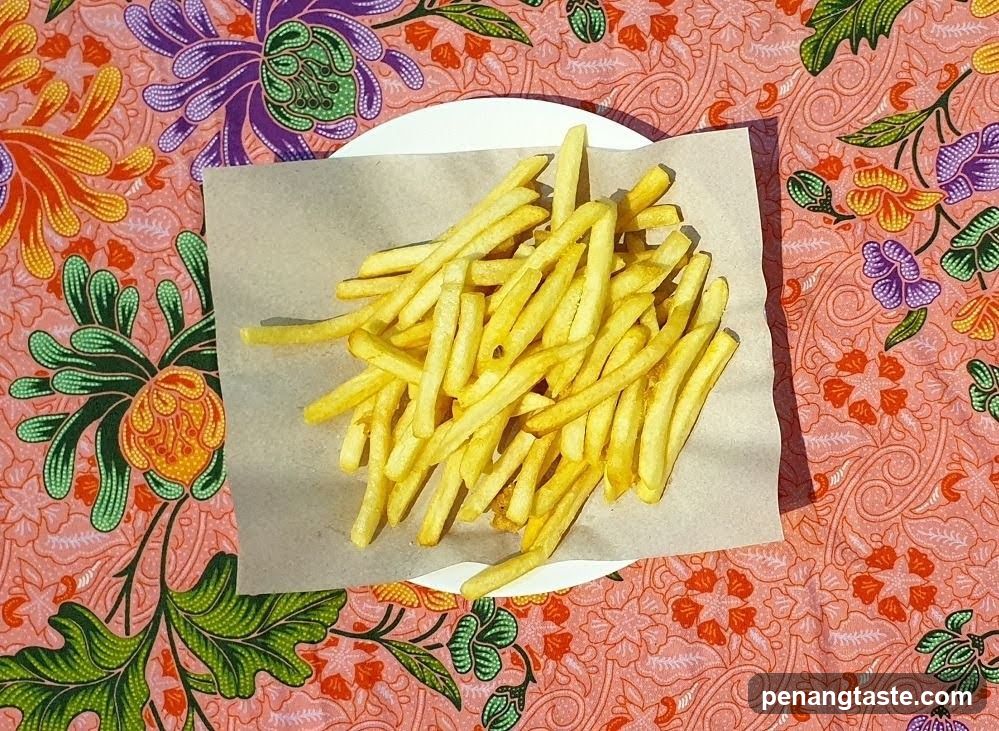French Fries on Patterned Tablecloth