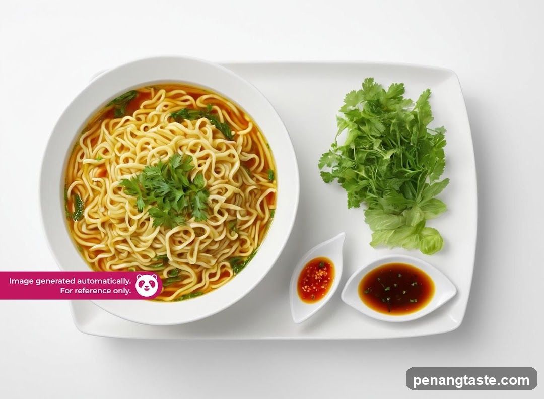 Noodle Bowl with Garnishes and Sauces