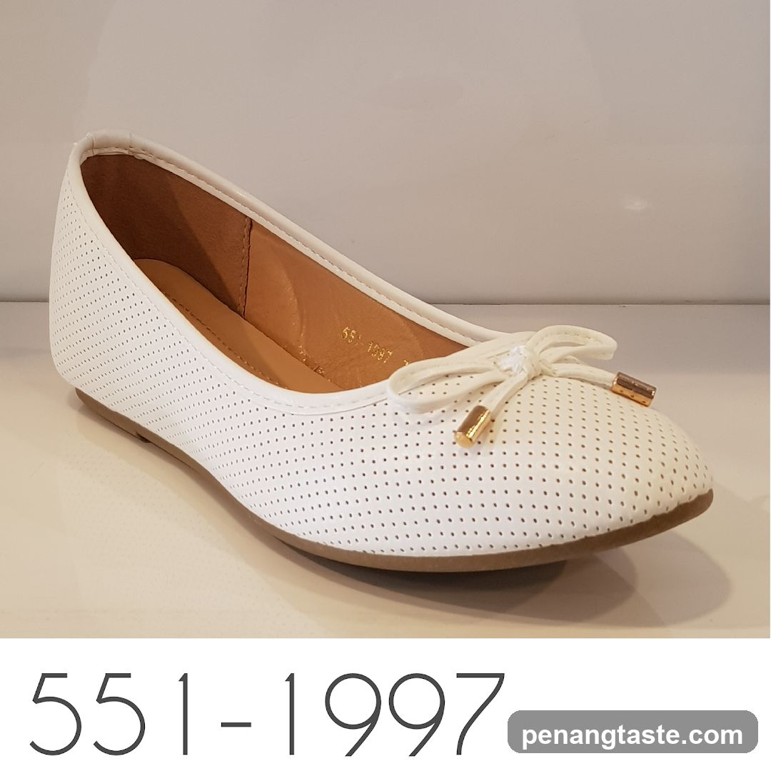 White Perforated Ballet Flat Shoe