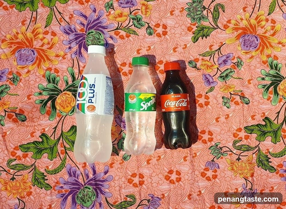 Bottled Drinks on Floral Fabric