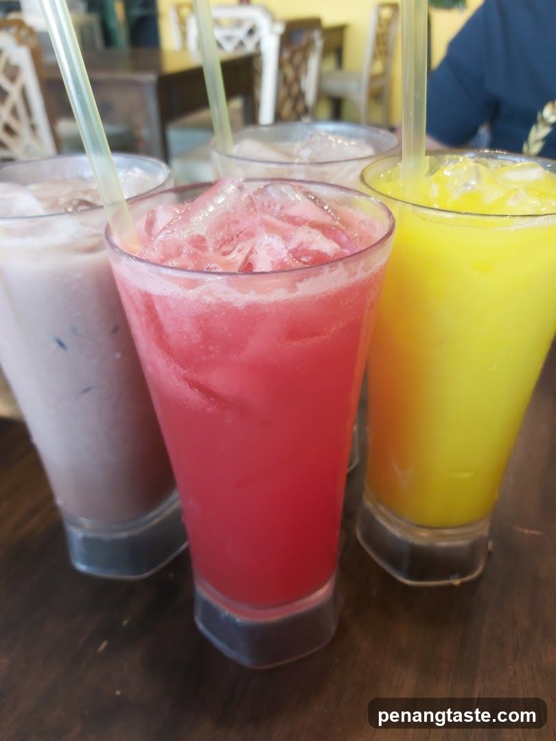 Colorful Iced Drinks on a Table