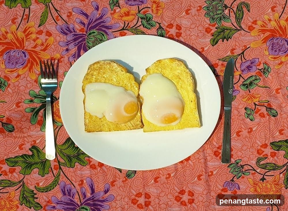Eggs on Toast with Floral Tablecloth