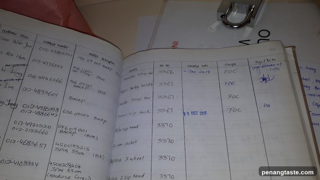 Handwritten Inventory or Order Log