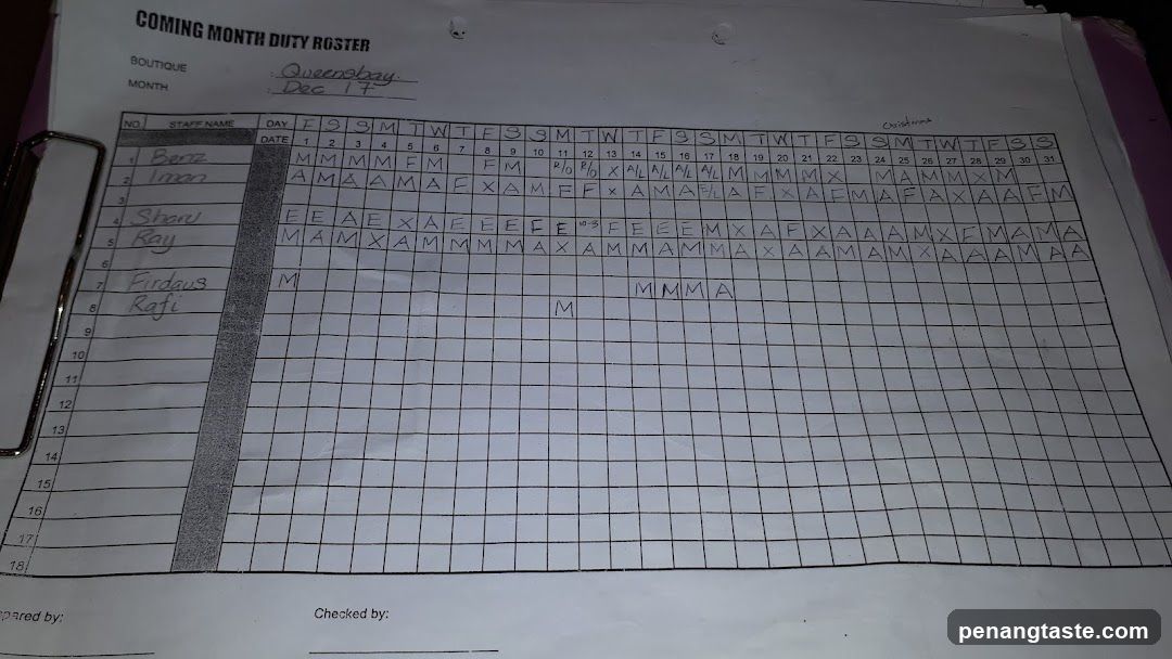 Comming Month Duty Roster