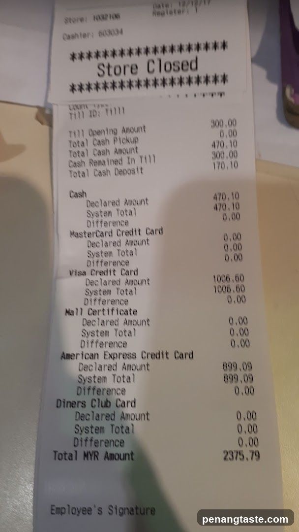 Store Cash Receipt