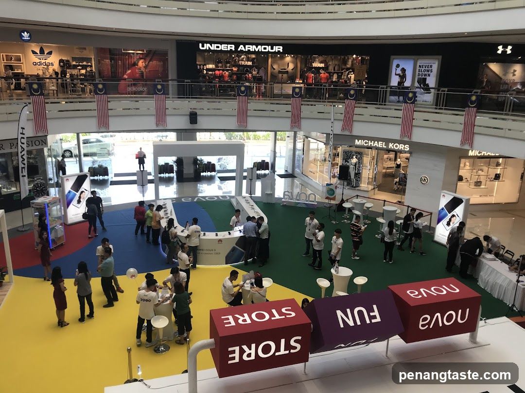 Shopping Mall Interior with Brand Displays