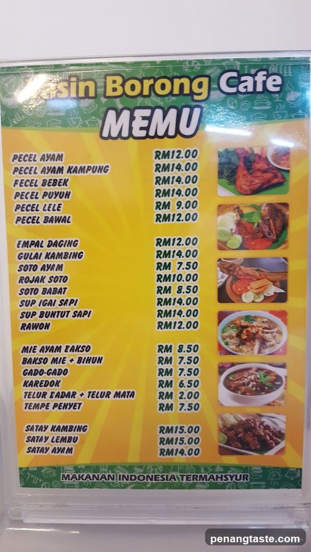 Bosin Borong Cafe Menu