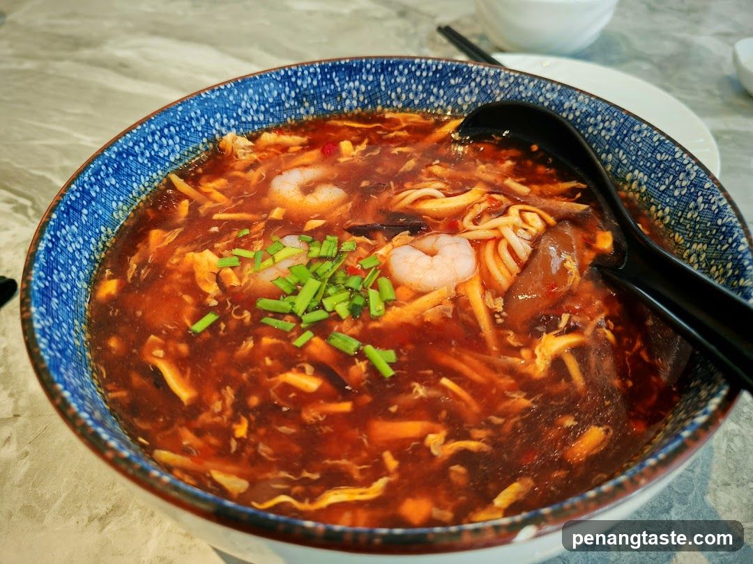 Spicy Shredded Pork Soup with Prawns