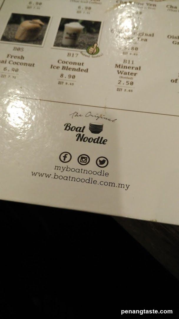 Boat Noodle Menu Page